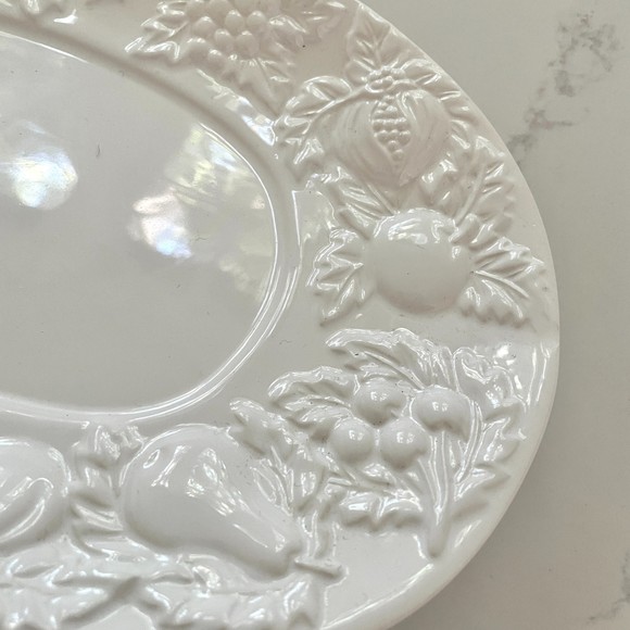 Vintage Gibson Designs Fruitful 10in White Oval Serving Platter - Picture 8 of 10